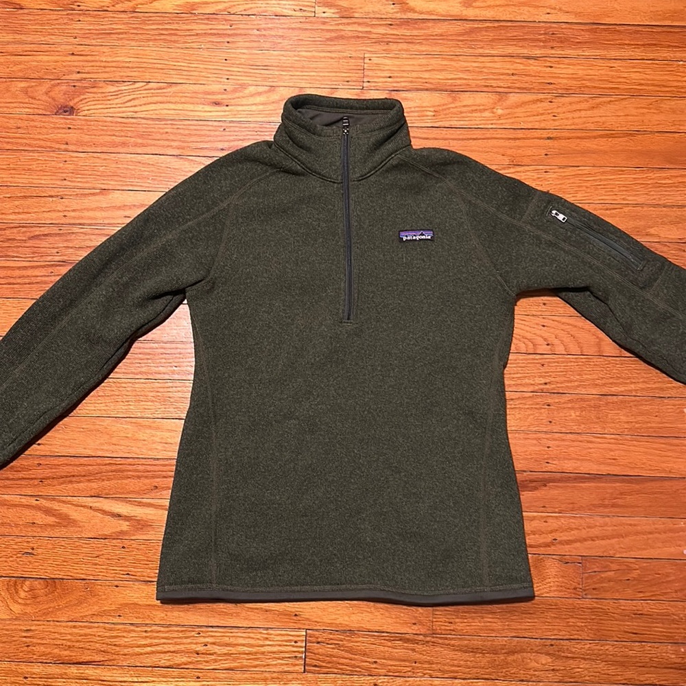 Patagonia Olive Green Quarter-Zip Sweatshirt